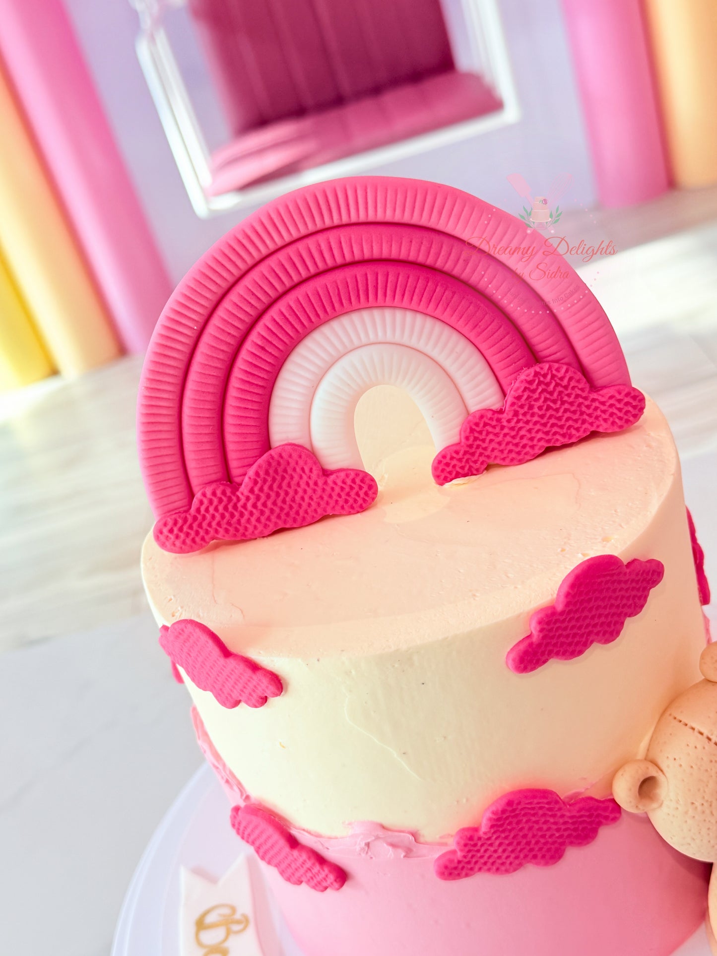 Pink Rainbow Teddy Cake