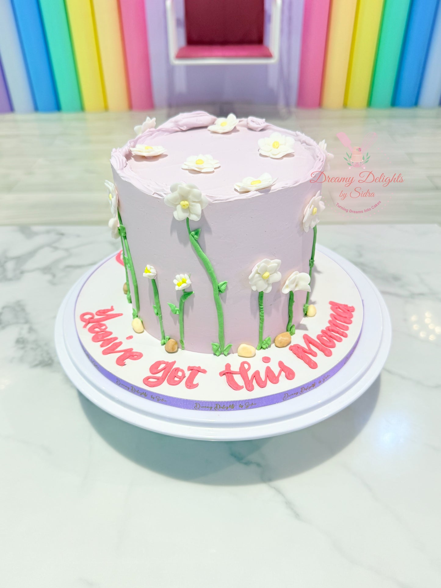 Lilac Floral Birthday Cake Dubai | Pastel Flower Cake