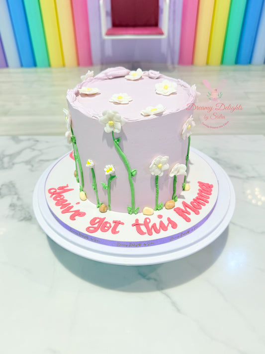 Lilac Floral Birthday Cake Dubai | Pastel Flower Cake