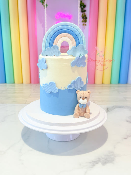 Teddy Baby Boy Baby Shower Cake