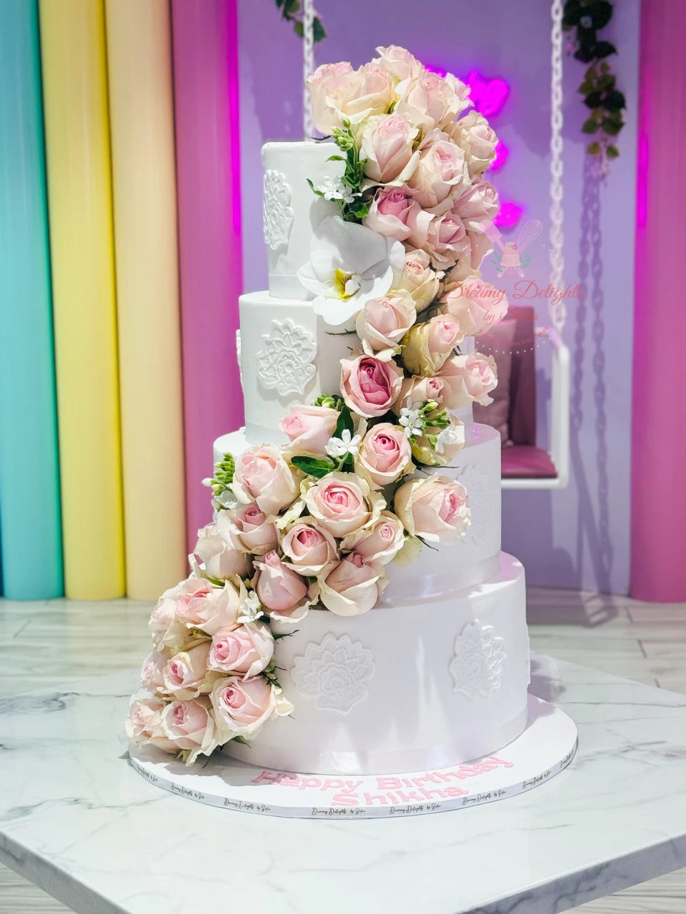 Top to Bottom Roses Wedding Cake