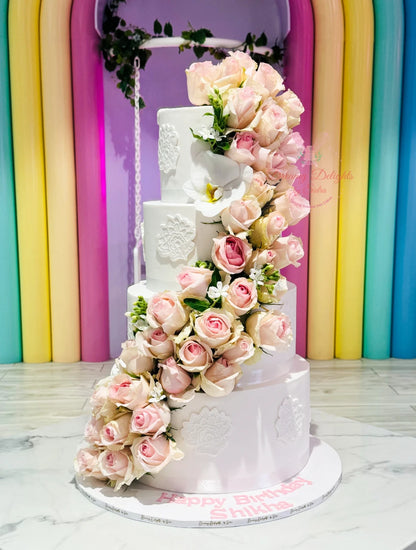 Top to Bottom Roses Wedding Cake