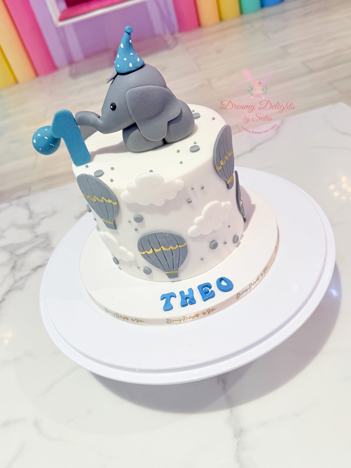 Baby Elephant First Birthday Cake