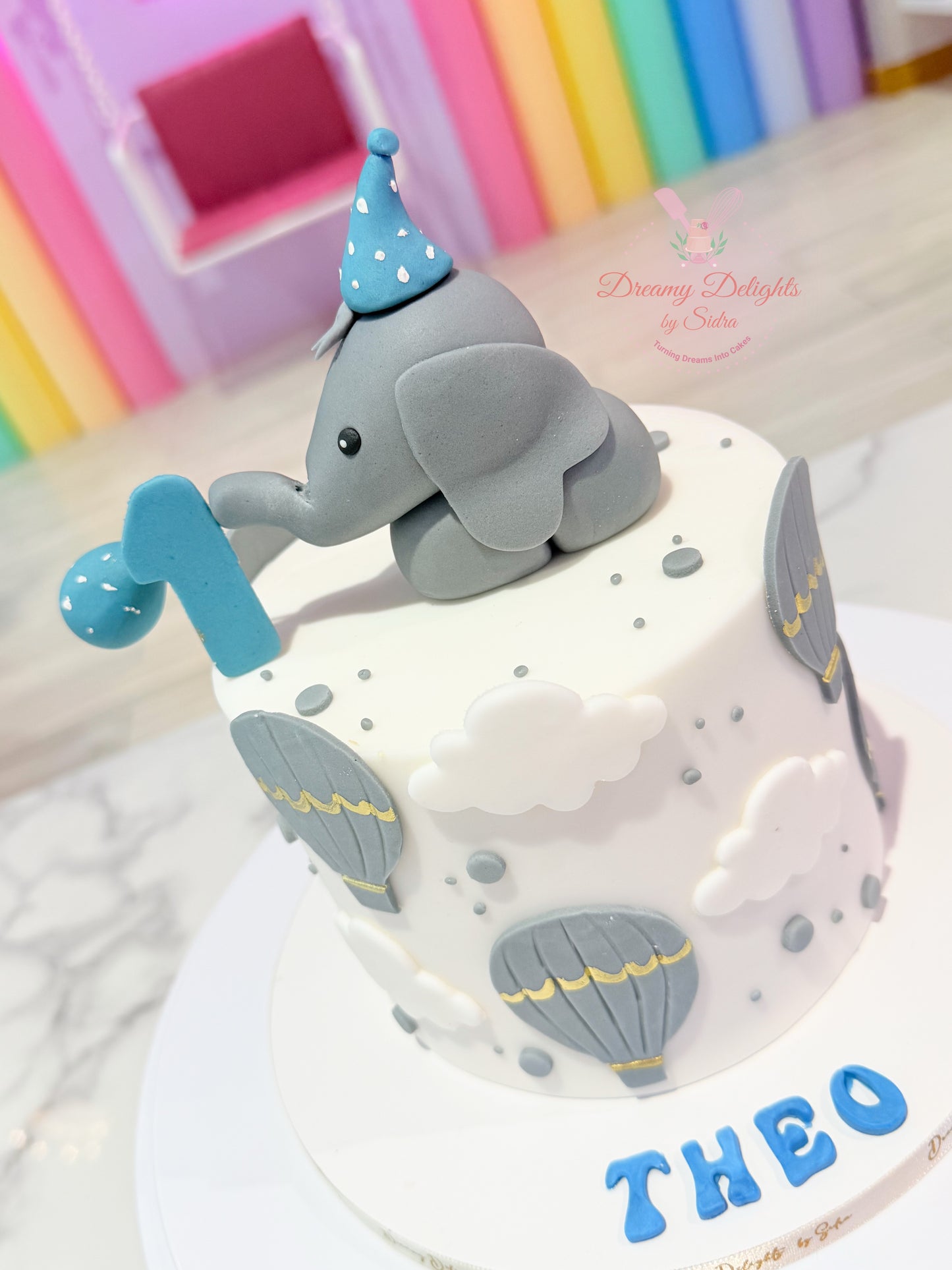 Baby Elephant First Birthday Cake