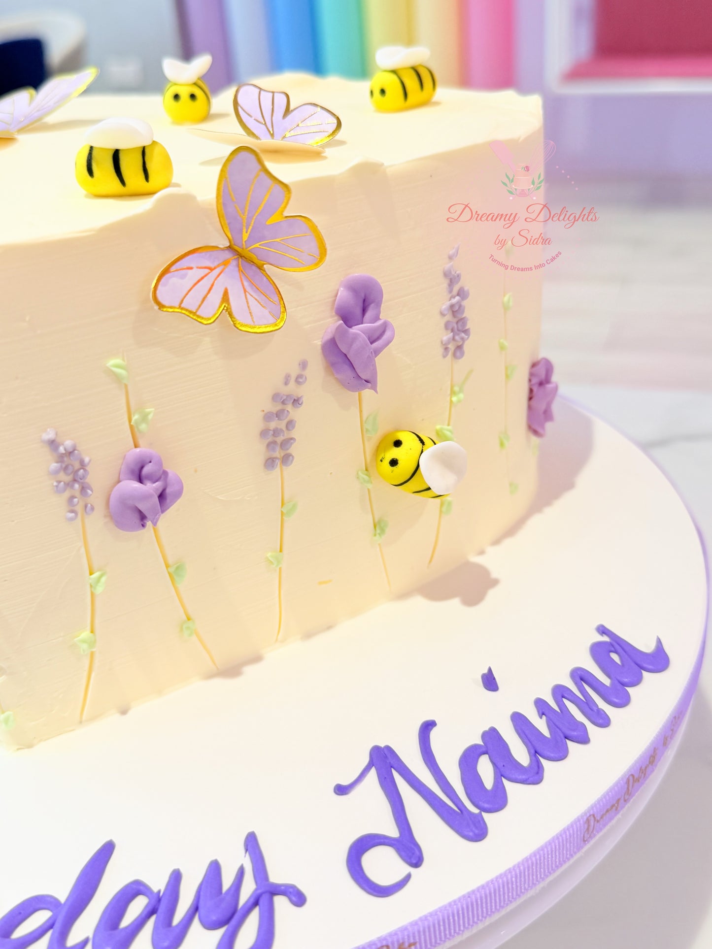 Bees and Butterflies Heart Kids Birthday Cake