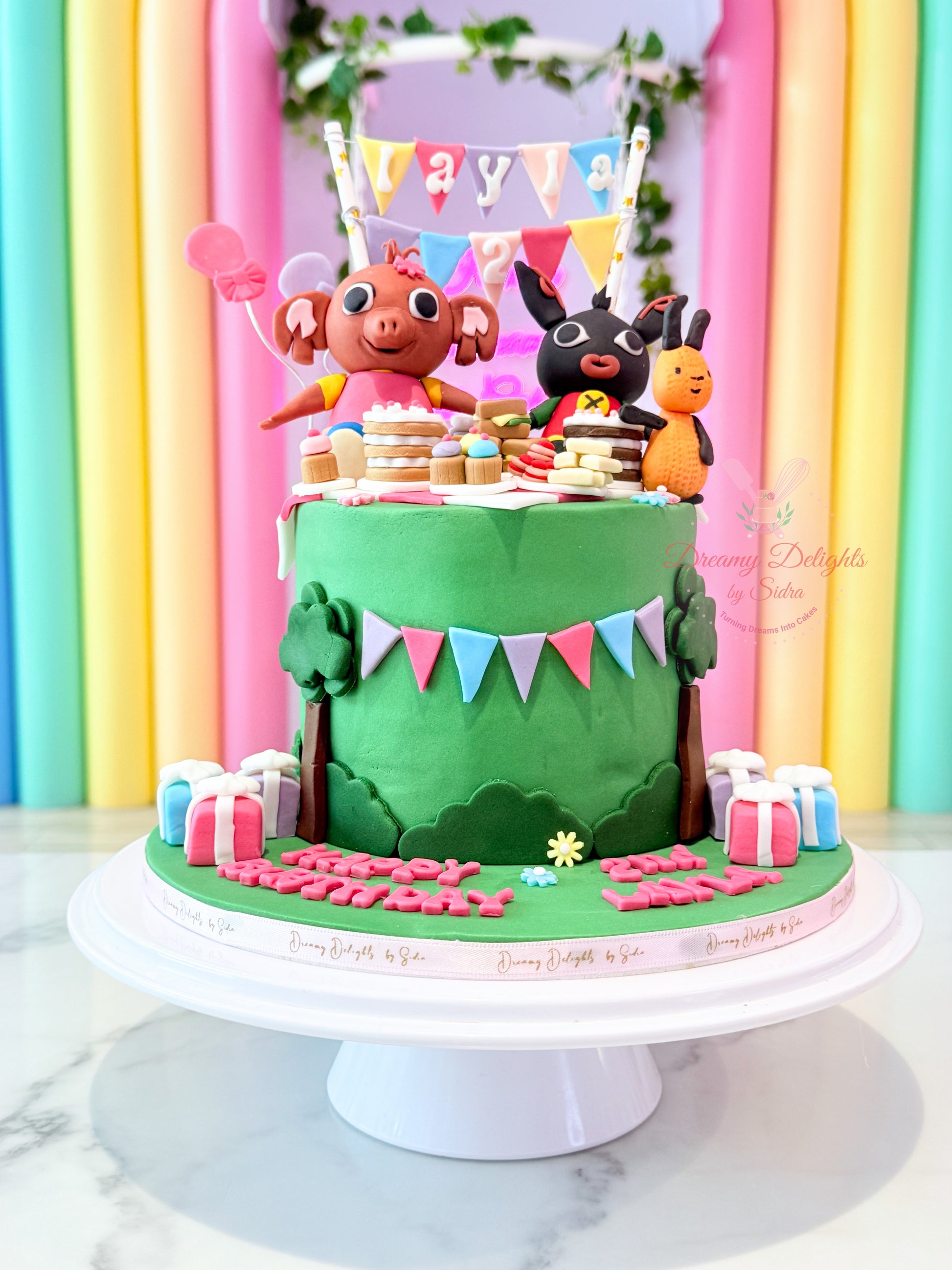 Bing cartoon birthday cake for girls with cute character toppers in Dubai