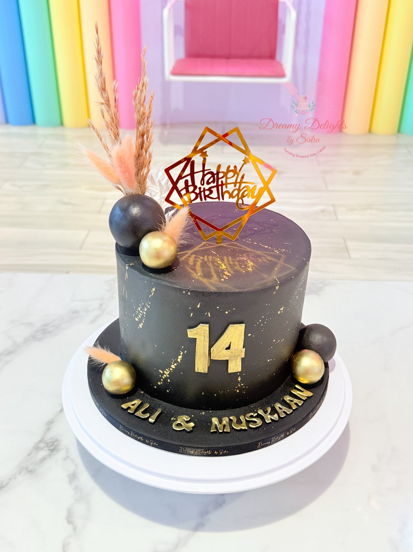 Black & Gold Birthday Cake