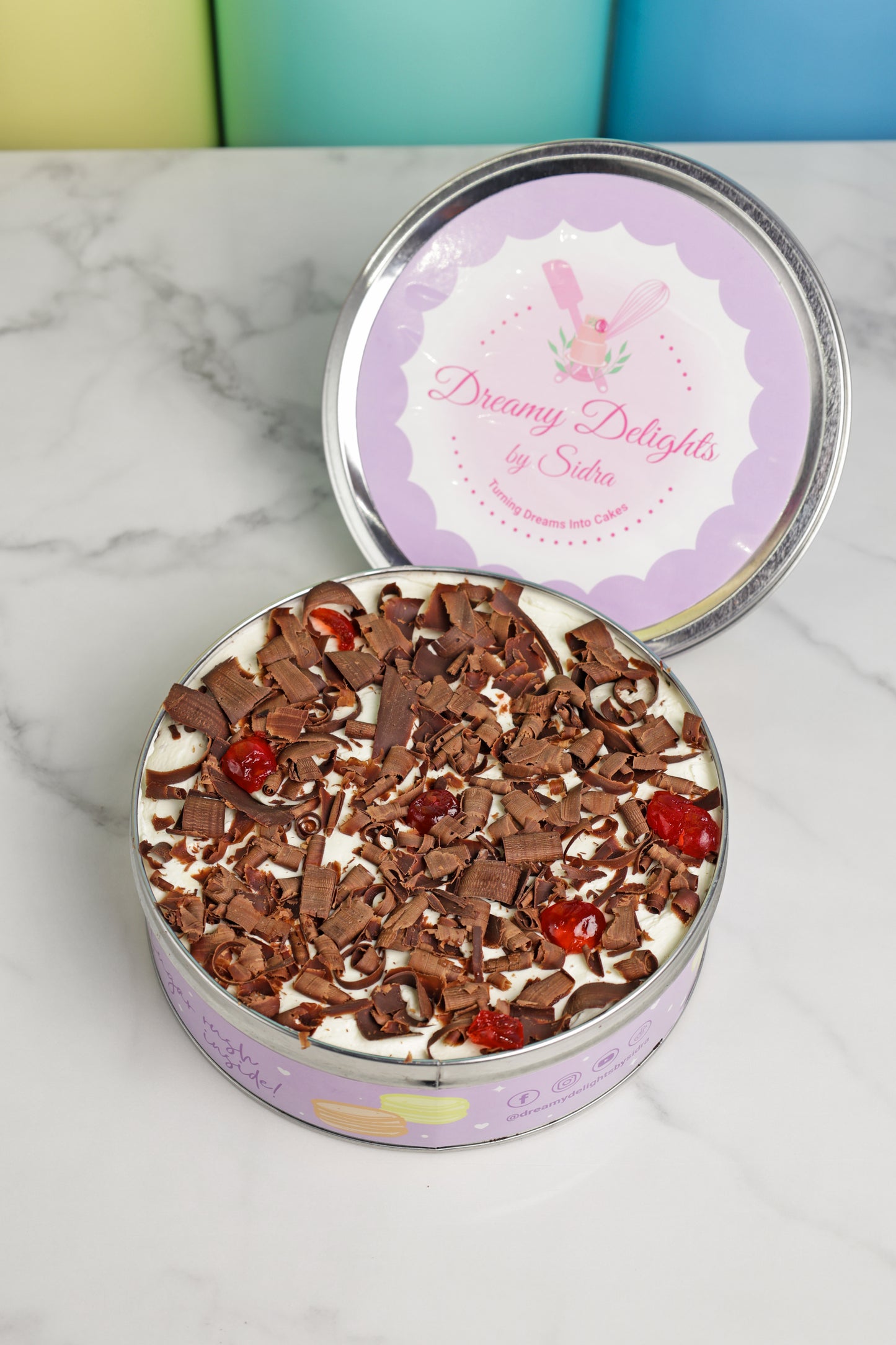 Black Forest Dream Cake Tin Christmas cake in Dubai festive celebration dessert