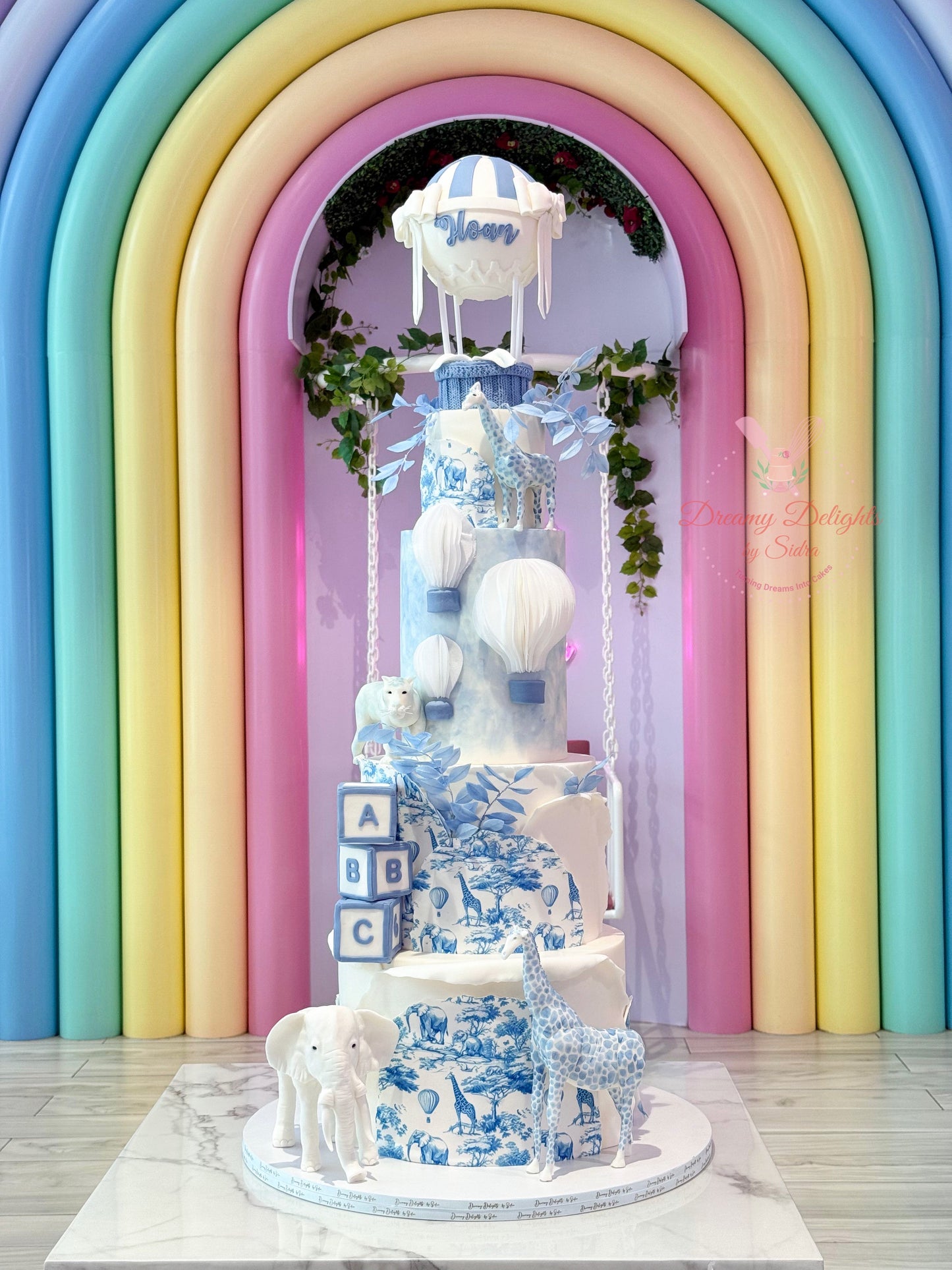 Blue and White Jungle Safari Cake