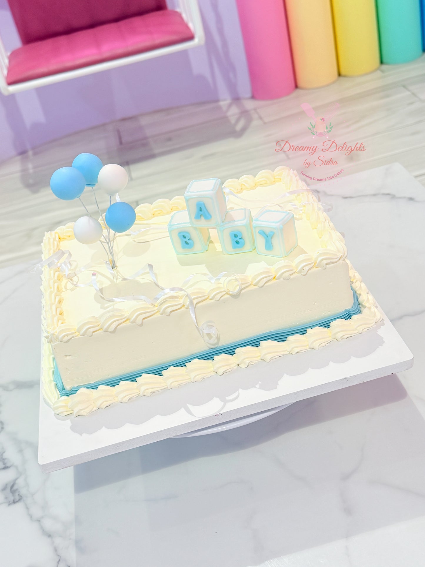 Blue Balloon Baby Shower Cake