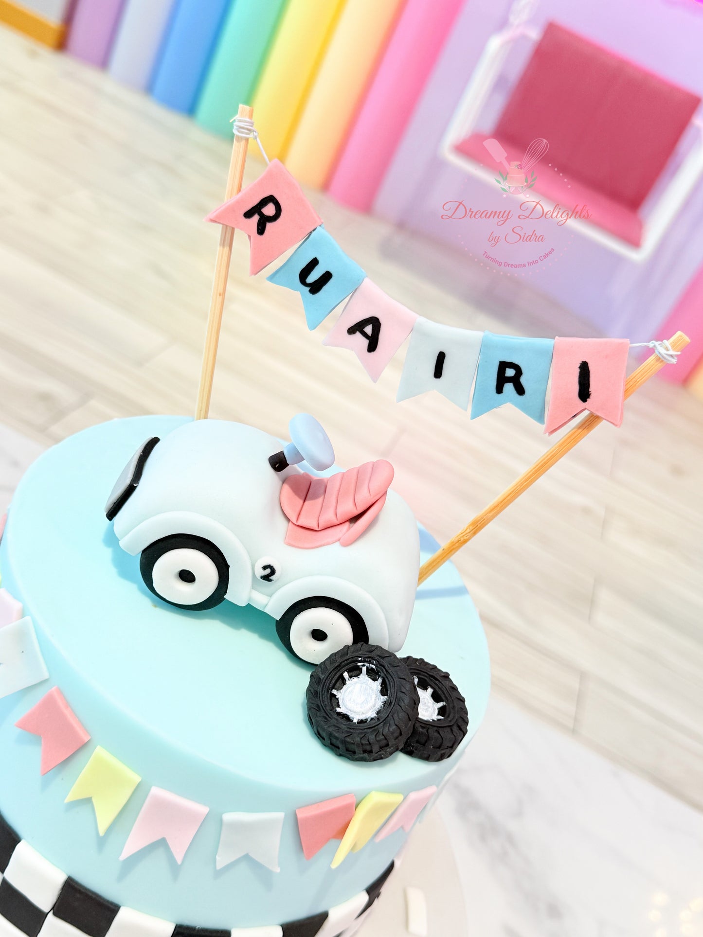 Little Car Racing Theme Birthday Cake