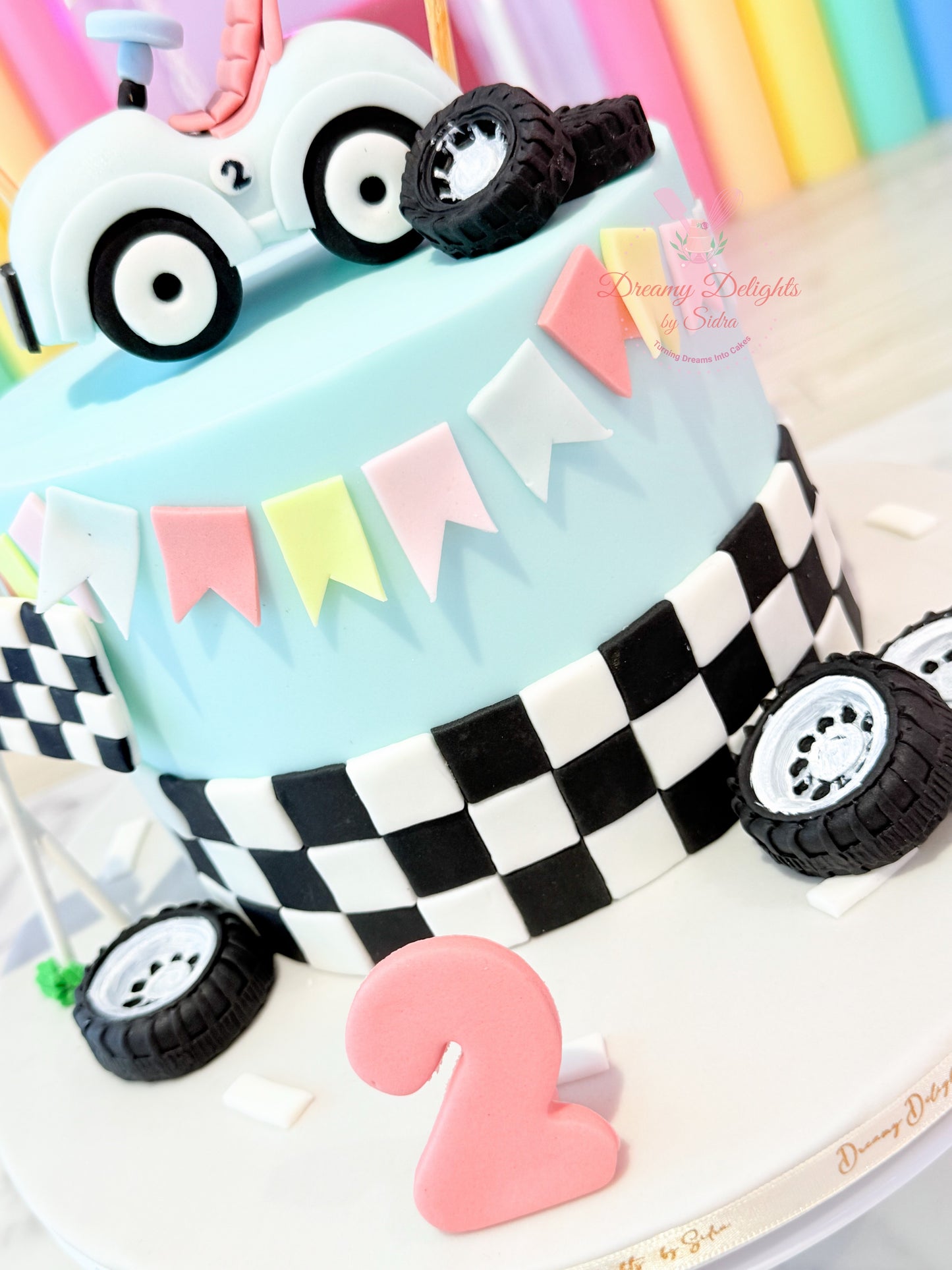 Little Car Racing Theme Birthday Cake
