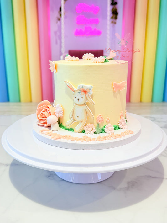 Bunny cake in Dubai girls birthday custom themed kids cake with floral design