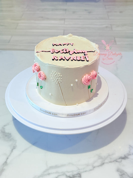 Elegant Buttercream Flower Spray Cake in Dubai | Dreamy Delight