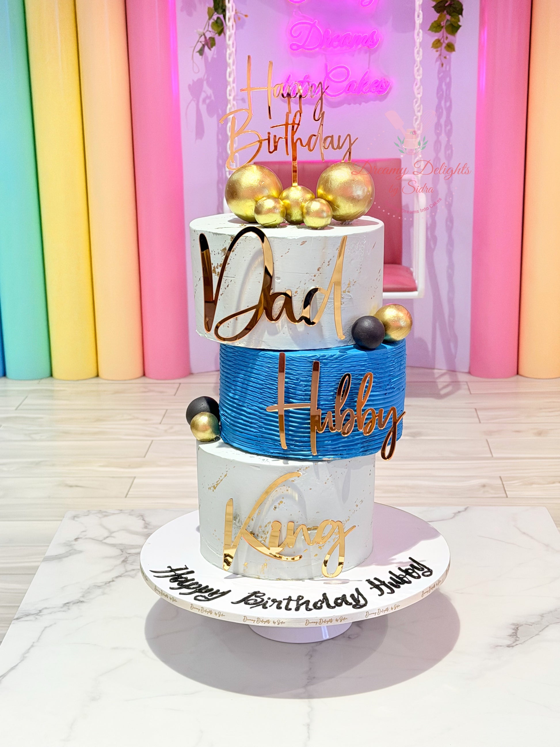 Cake for husband custom tier birthday cake Dubai
