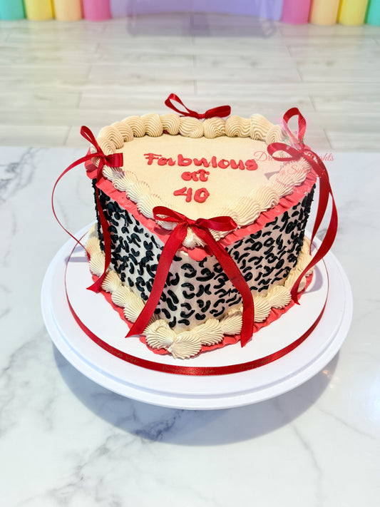 Cheetah Vintage Heart Cake