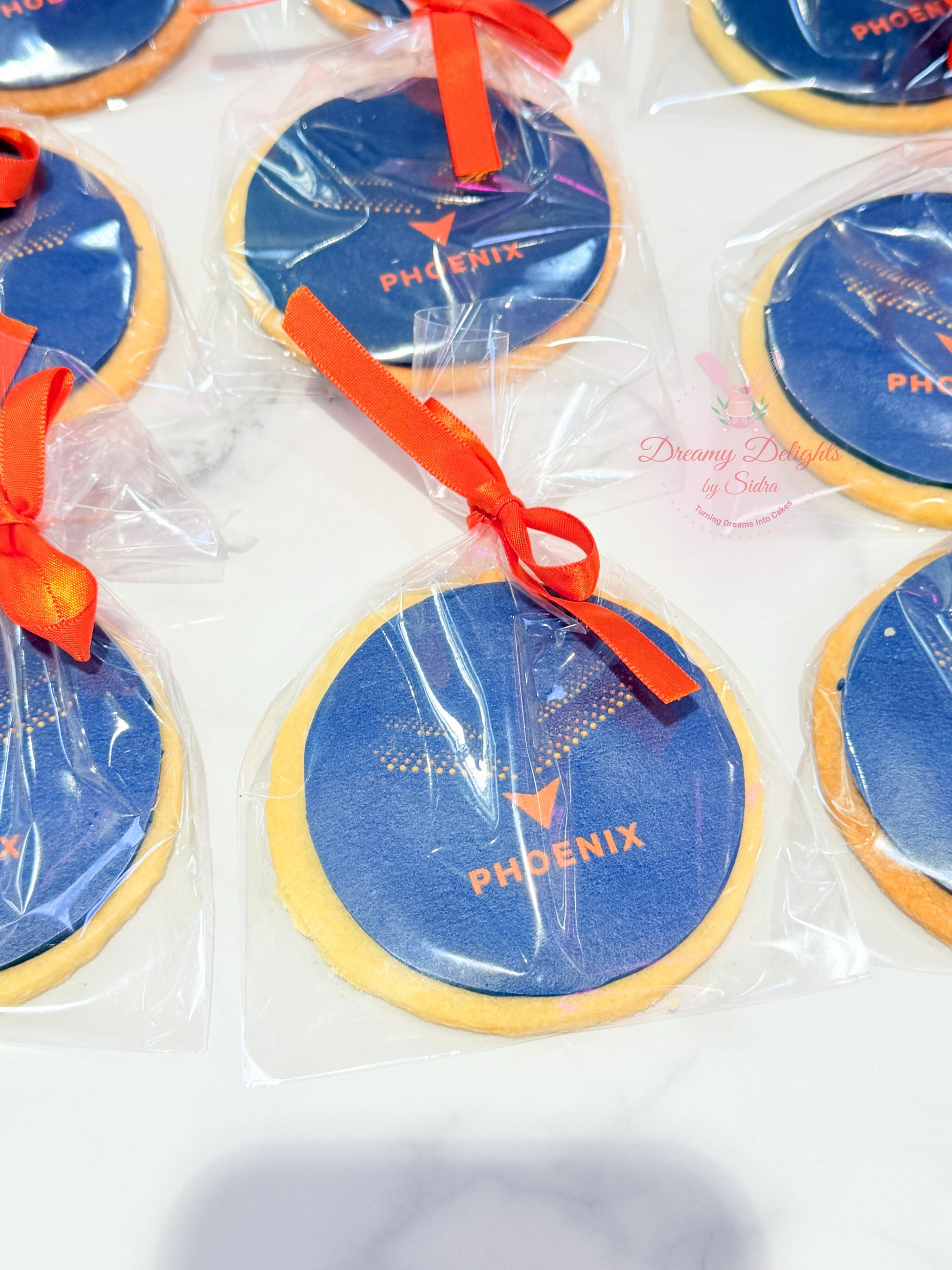 Customized corporate logo cookies with branded edible print in Dubai