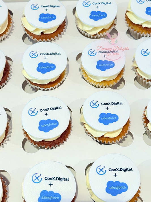 Elegant Corporate Logo Cupcakes