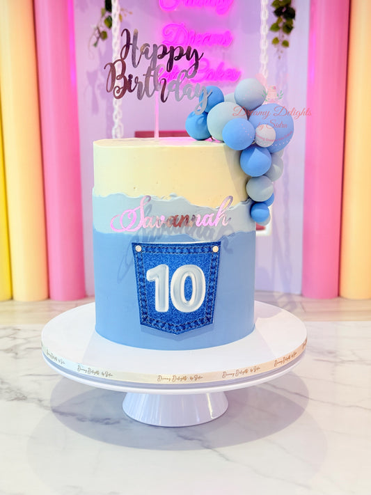 Denim jeans pocket cake in Dubai girls kids birthday custom themed cake