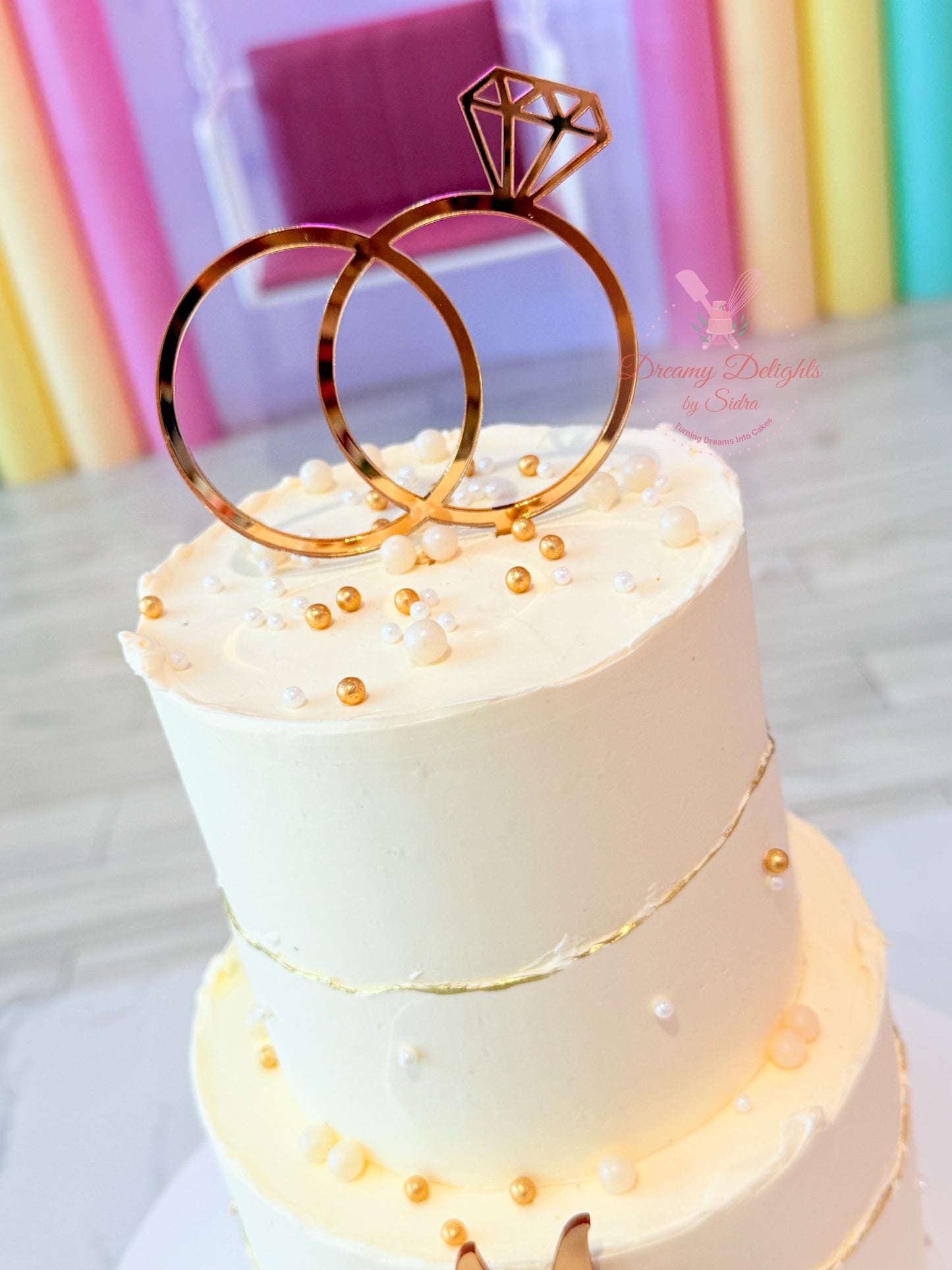 Elegant Engagement Rings Cake