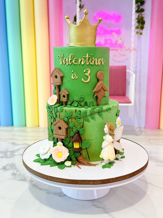 Enchanted forest fairy cake in Dubai girls kids birthday themed custom cake