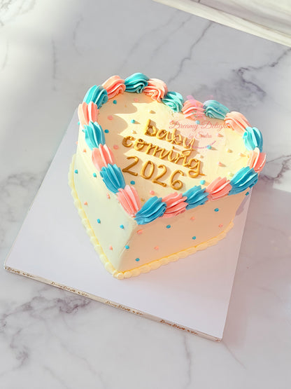 Gender Reveal Vintage Heart Cake