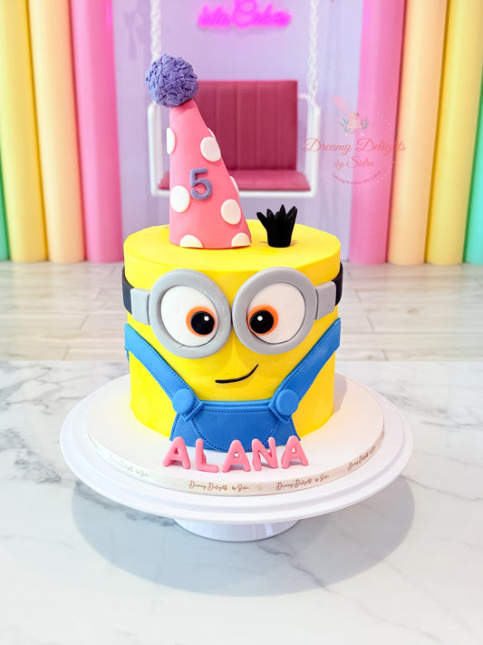 Girls birthday cake Minion theme, kids cake for girl Dubai custom themed design