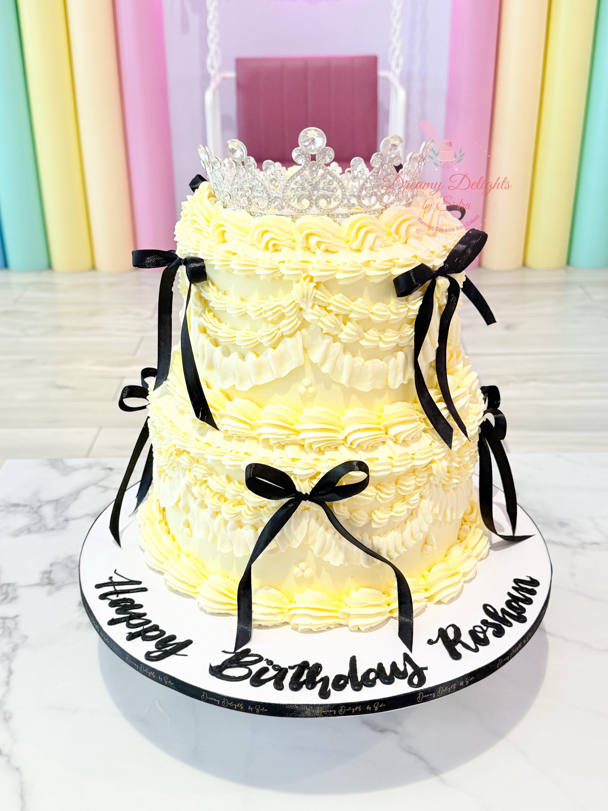 Glitter blowout crown birthday cake in Dubai for her luxury ladies celebration cake