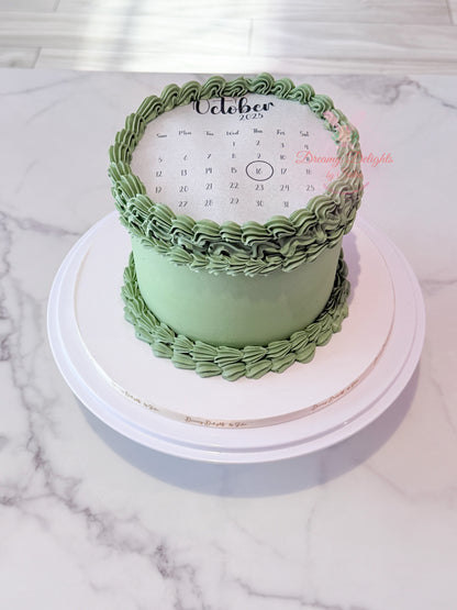 Green Calendar Burnaway Cake