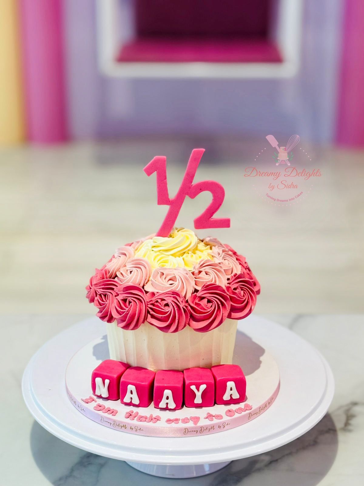 Half Birthday Giant Cupcake Cake