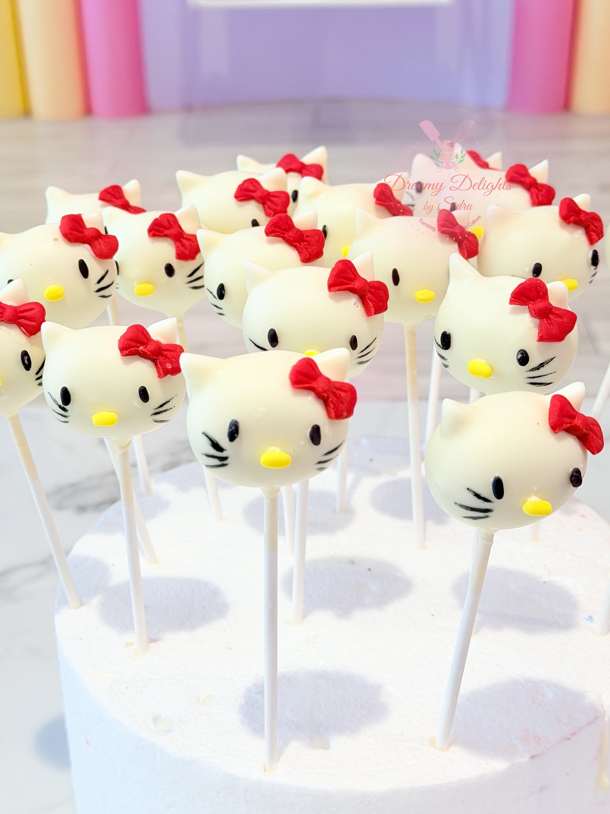 Hello Kitty themed cake pops with detailed design in Dubai