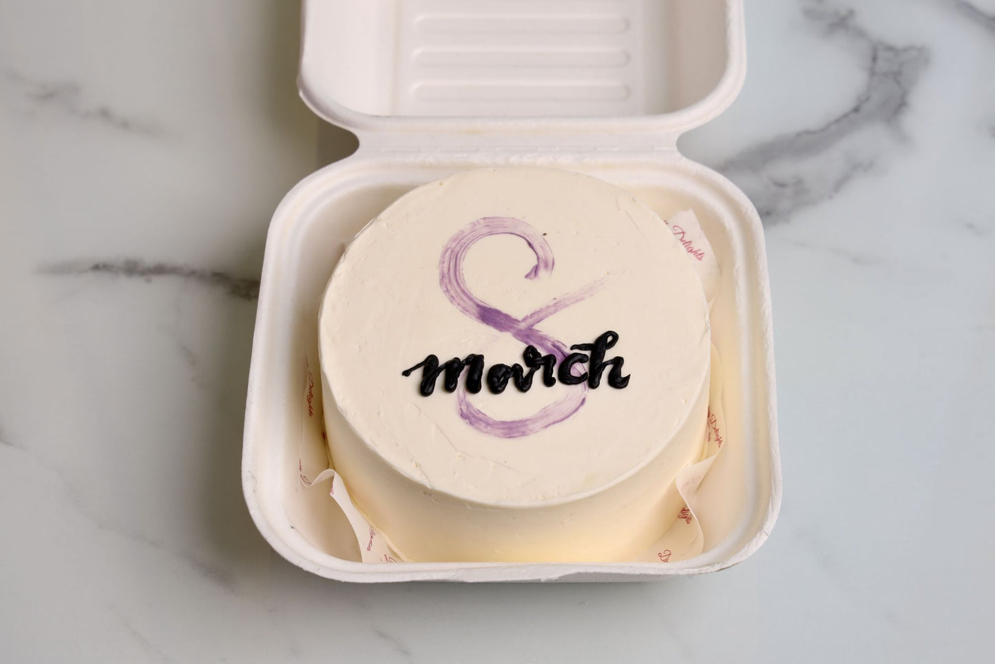 International Womens Day bento cake with 8th March design for womens day celebration in Dubai