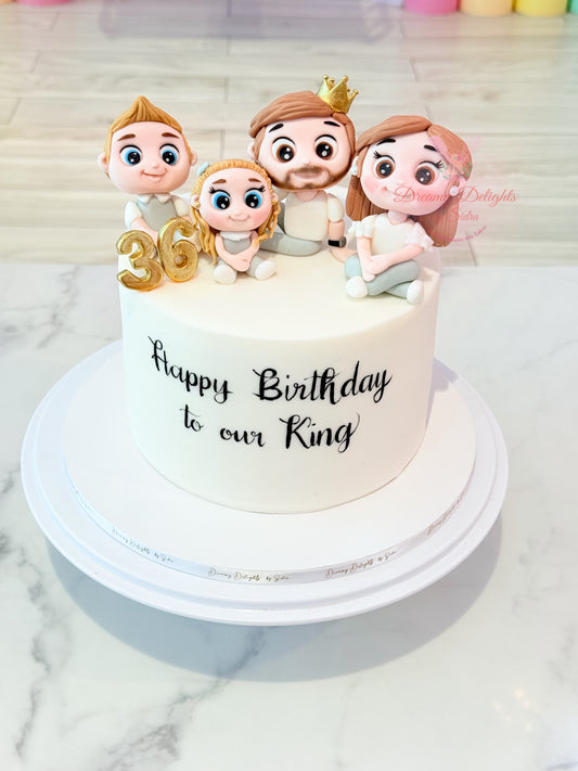 King cake with royal themed design birthday cake for him in Dubai