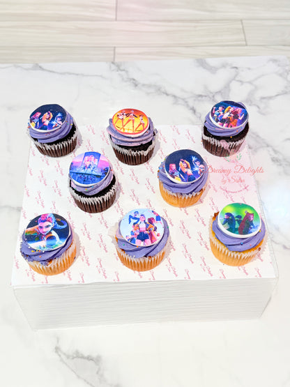 KPop cupcakes for kids birthday party with edible toppers in Dubai