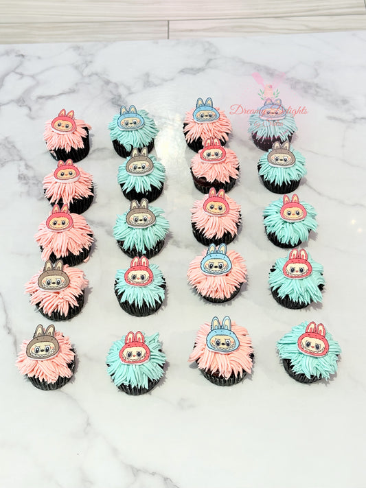 Labubu cupcakes in Dubai for kids birthday party custom themed cupcakes