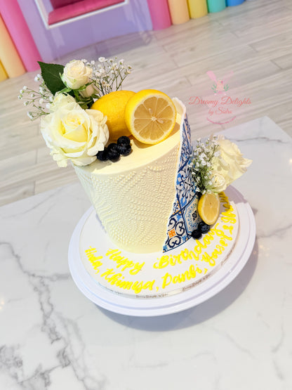 Lemon Tiles Flower Cake