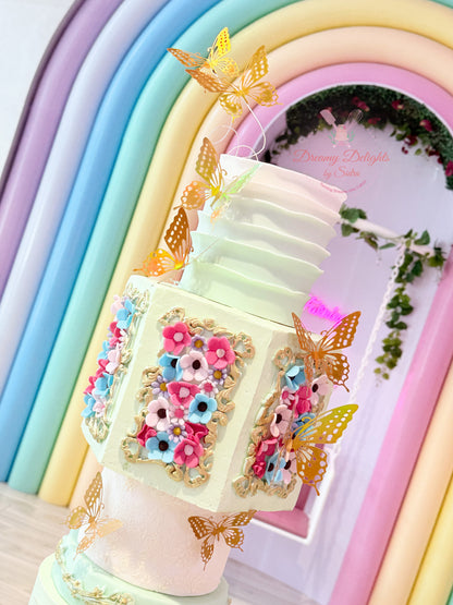 Sugar Flower Butterfly Panel Cake