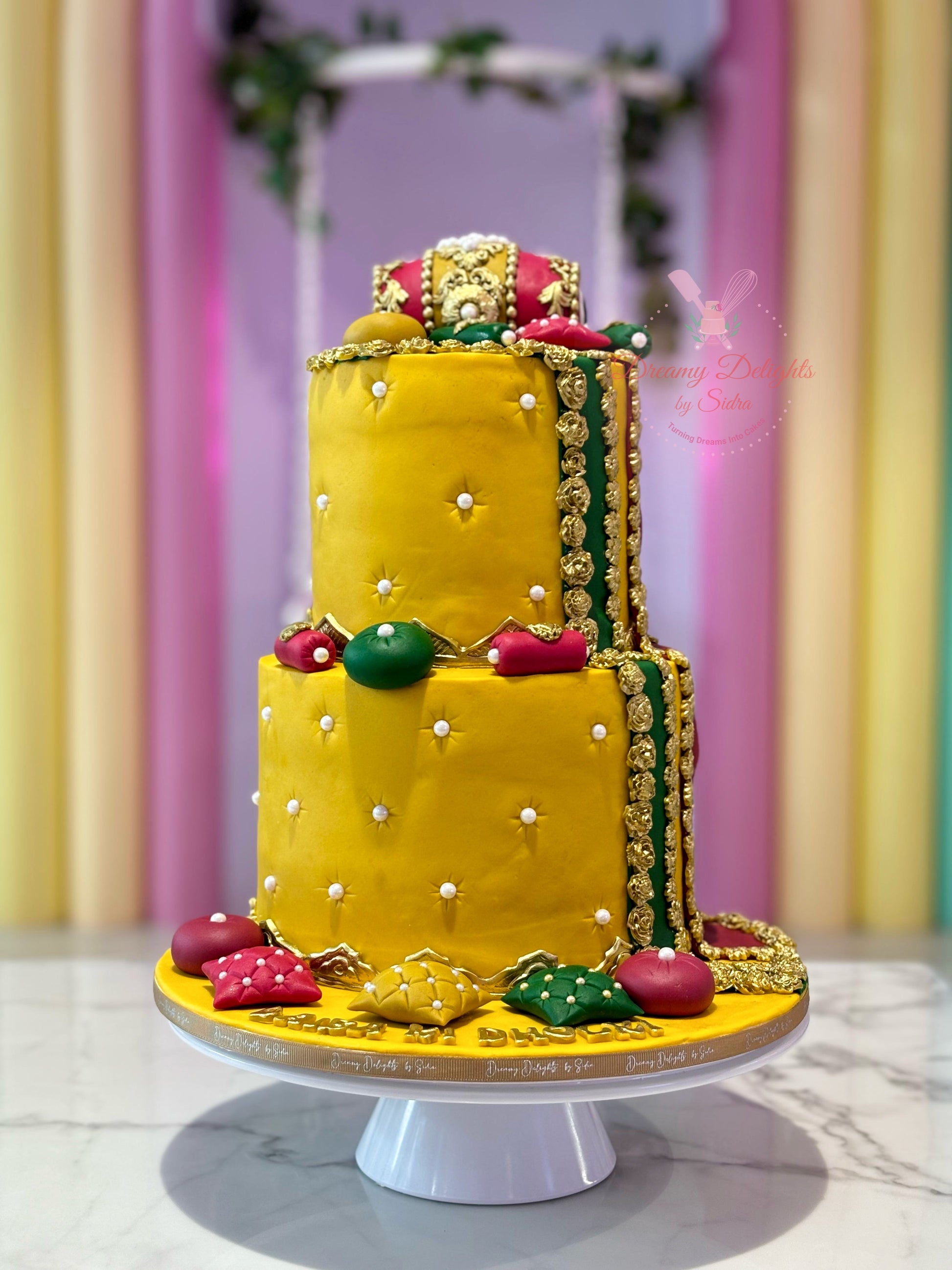 Royal Dholki Cake Dubai Luxury Wedding Party Celebration