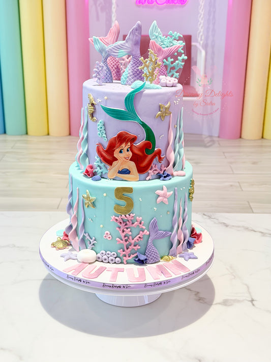 Two-tier luxury mermaid birthday cake for girls Dubai