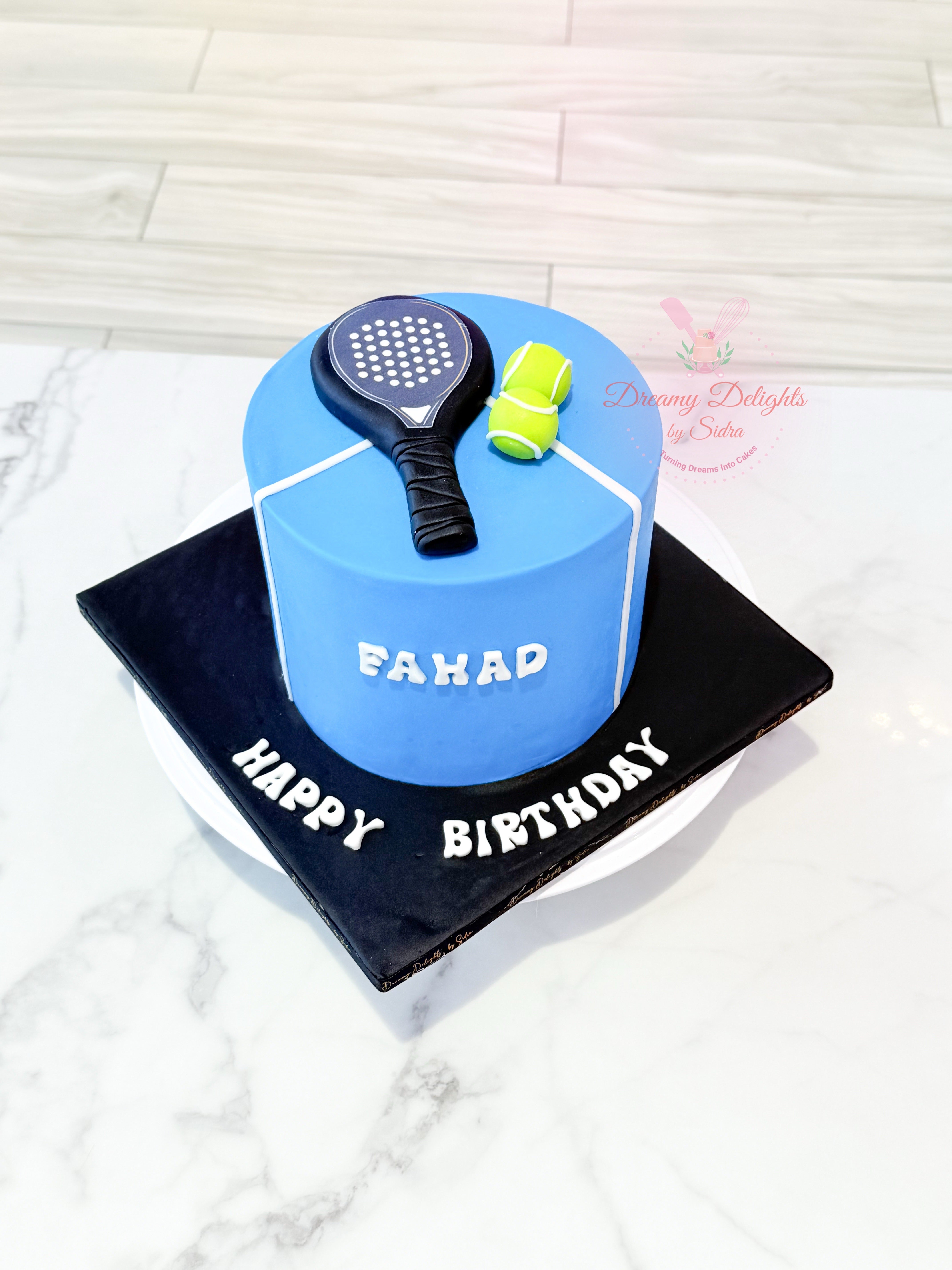 Padel Racket Cake Design Luxury Padel Theme Cake – Custom Sports Cake Dubai – DreamyDelightsBySidra