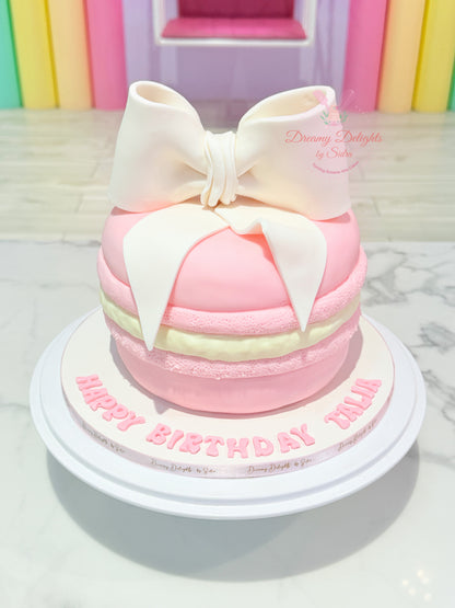 Macaron big bow cake in Dubai girls birthday custom kids celebration cake