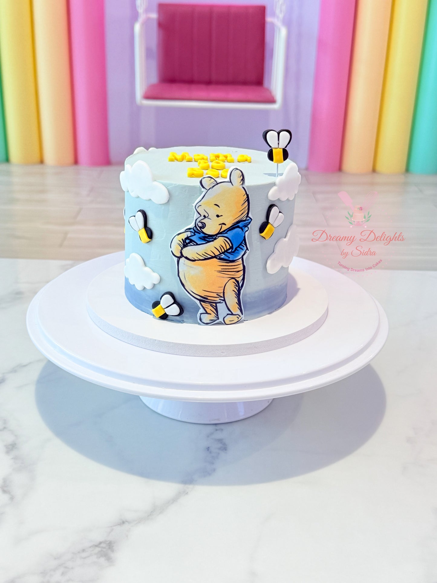 Mama to Be Pooh Bear cake for baby shower by Dreamy Delight by Sidra