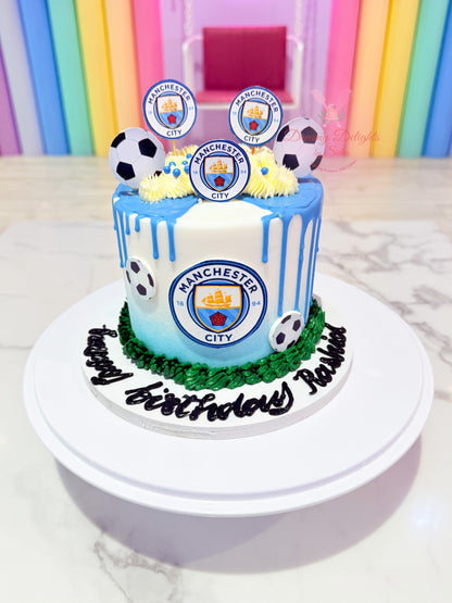 Manchester City football theme birthday cake for boys kids party in Dubai