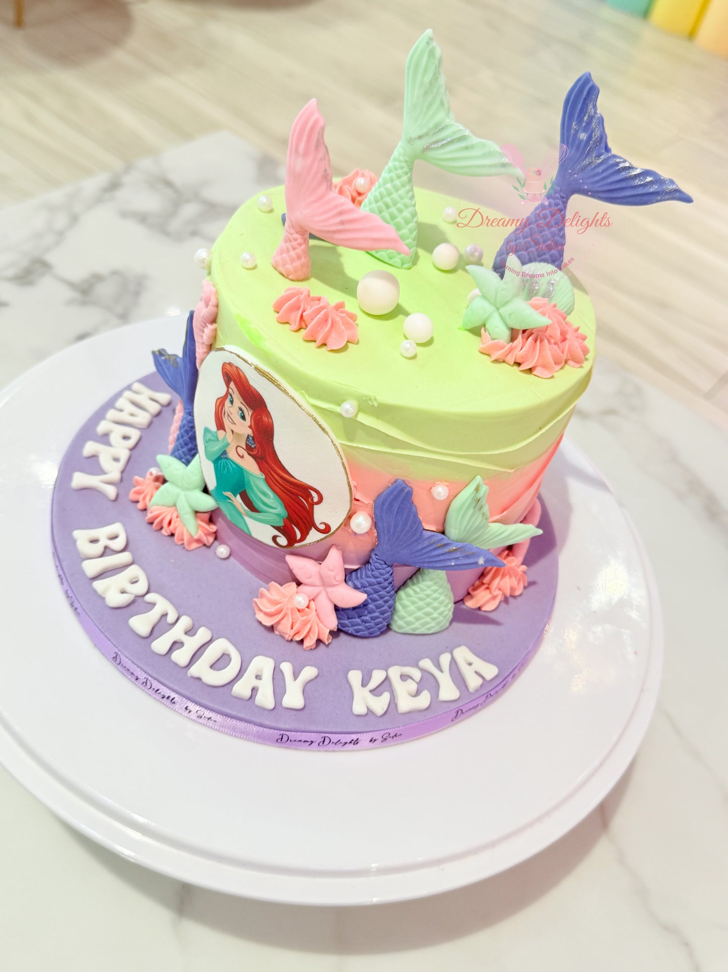 Mermaid Ariel Theme Birthday Cake