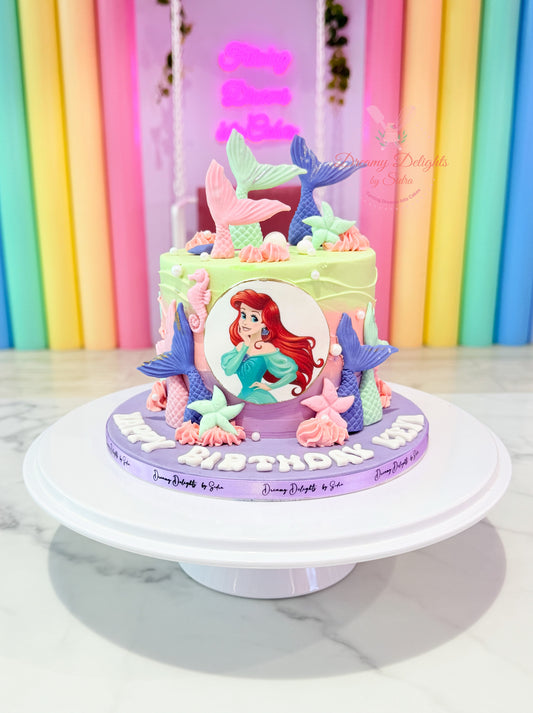 Mermaid birthday cake for girls, kids birthday cake Dubai with custom themed fondant design