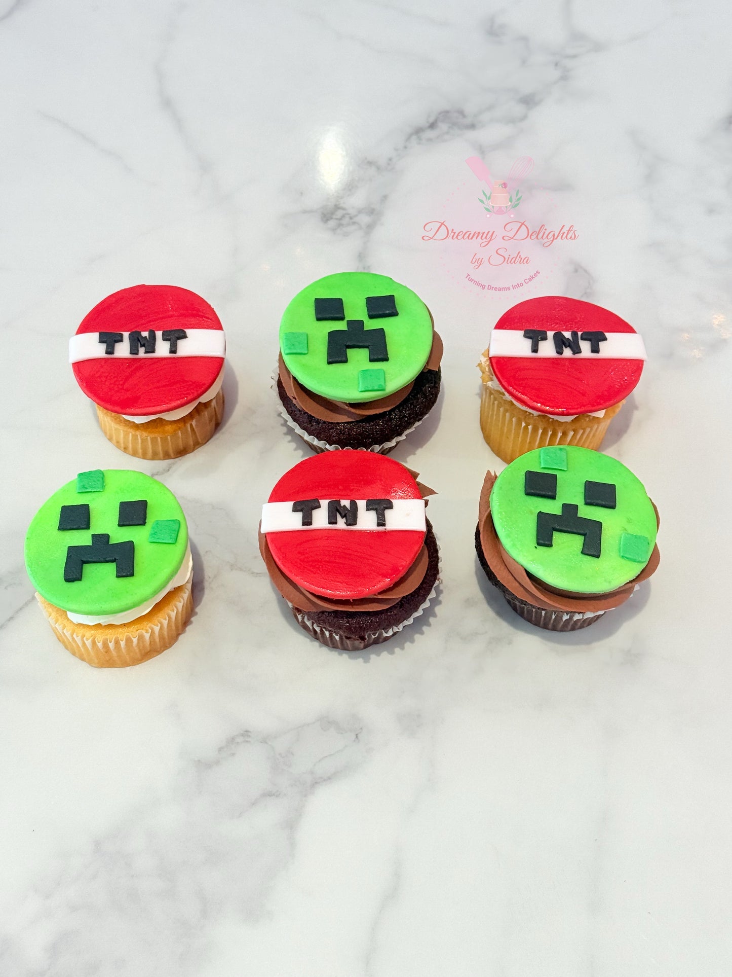 Pixelated Minecraft Cupcakes