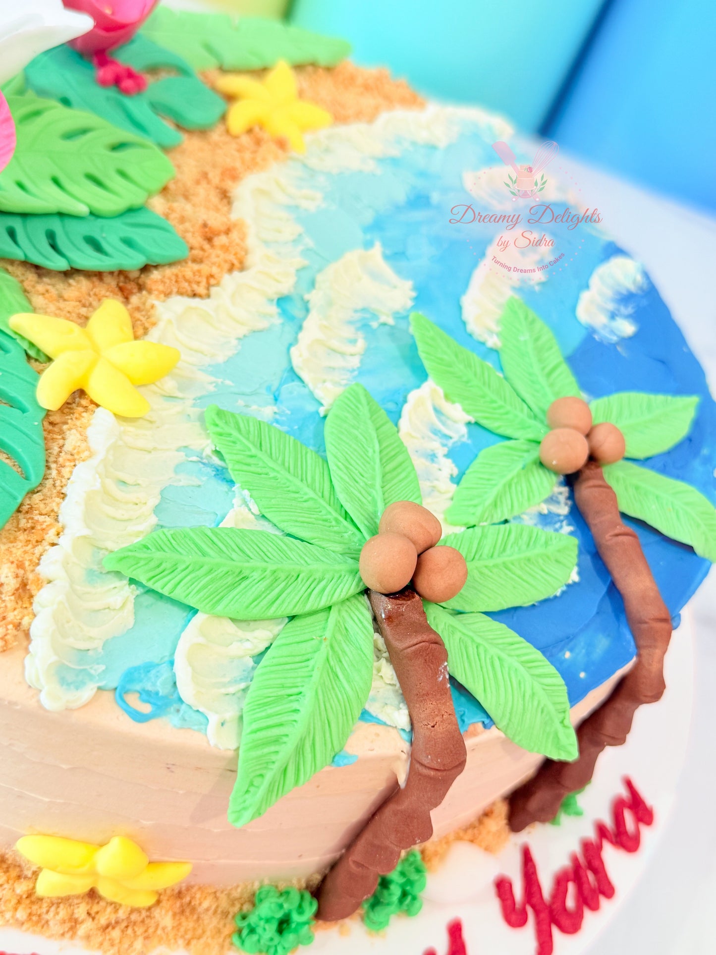 Moana Tropical Beach Theme Birthday Cake