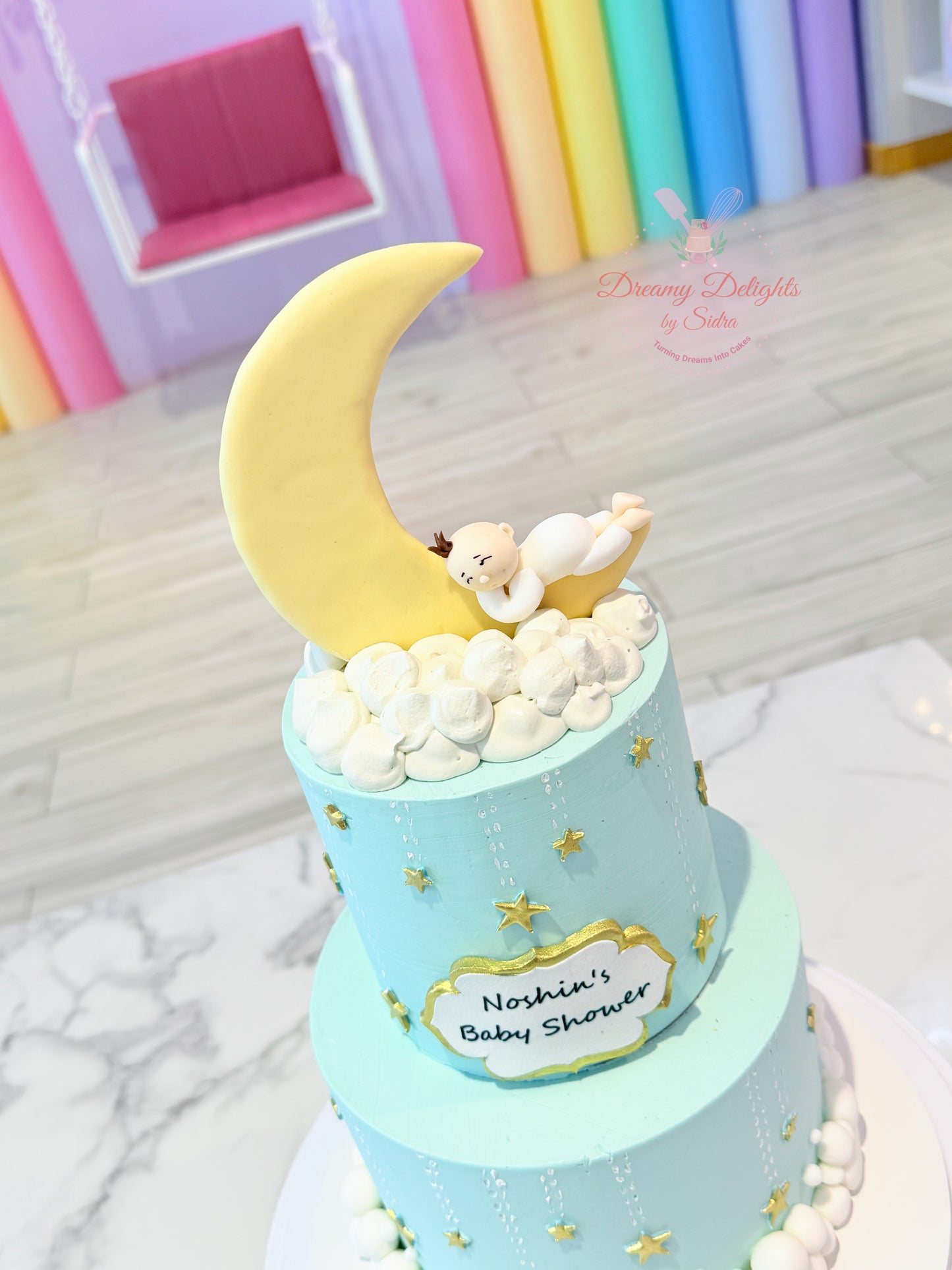 Moon Baby Shower Cake