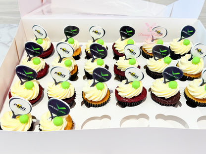 Padel themed cupcakes with racket toppers sports themed cupcakes Dubai