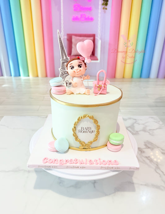 Paris Baby Shower Cake